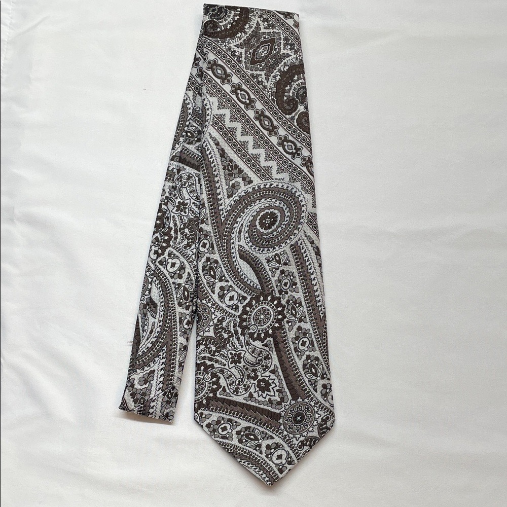 Givenchy Necktie‎ Mens OS Brown Paisley Silk Luxury Excellent Paris Gentleman